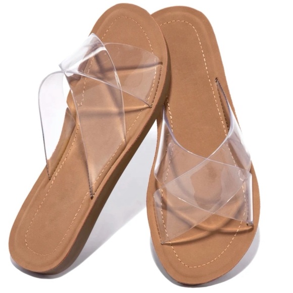 Clear Criss Cross Strap Sandals - Picture 5 of 7